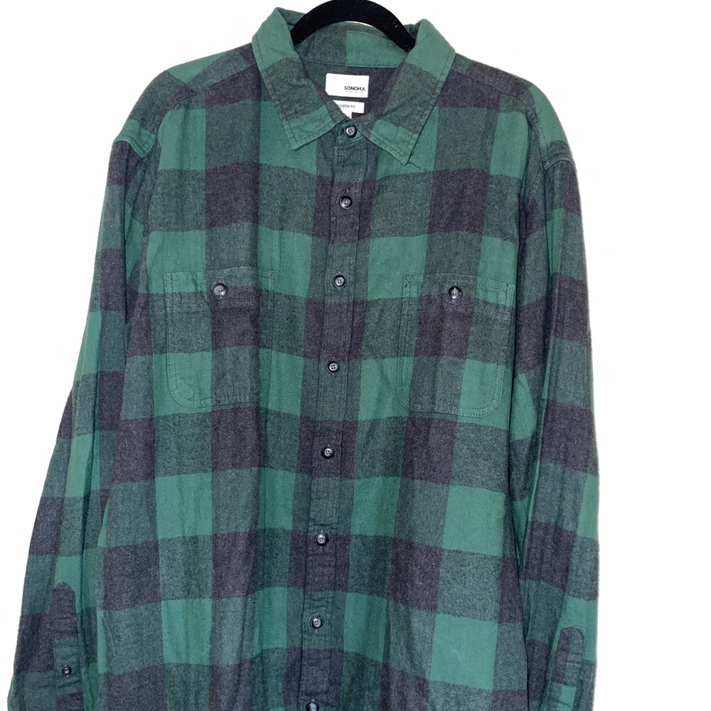 Sonoma Good For Life Modern Fit Green Flannel Shirt XXL